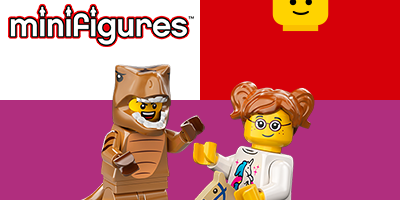 LEGO® Minifigurák: egyedi minifigurák dinoszaurusz jelmezben és hintalovon, tökéletes kreatív történetmeséléshez és gyűjtéshez minden korosztálynak.