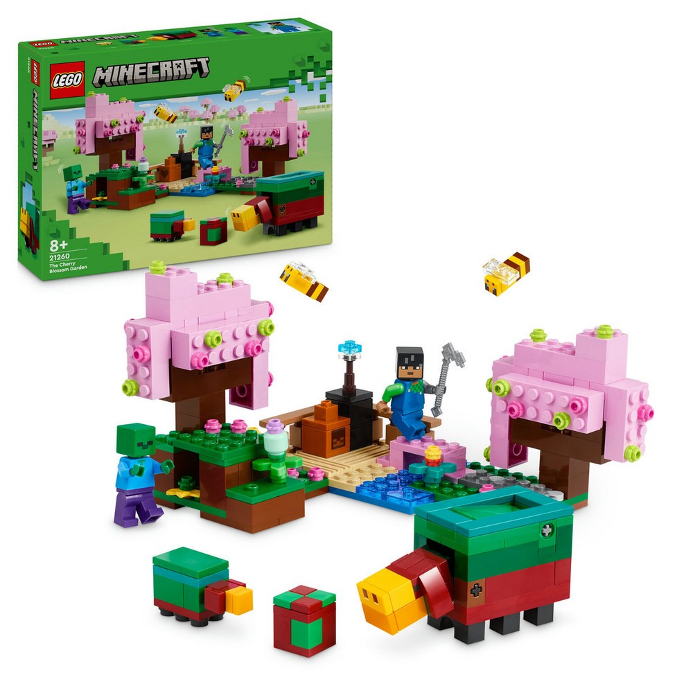 LEGO Minecraft Gradina cu ciresi înfloriti 21260 cutie si elemente de joc