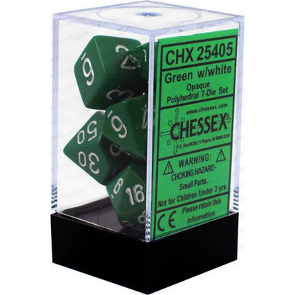 Chessex Green/White Opaque Polyhedral 7-Die Set chx25405