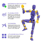 3D Figură robot R13 - Mov - Galben
