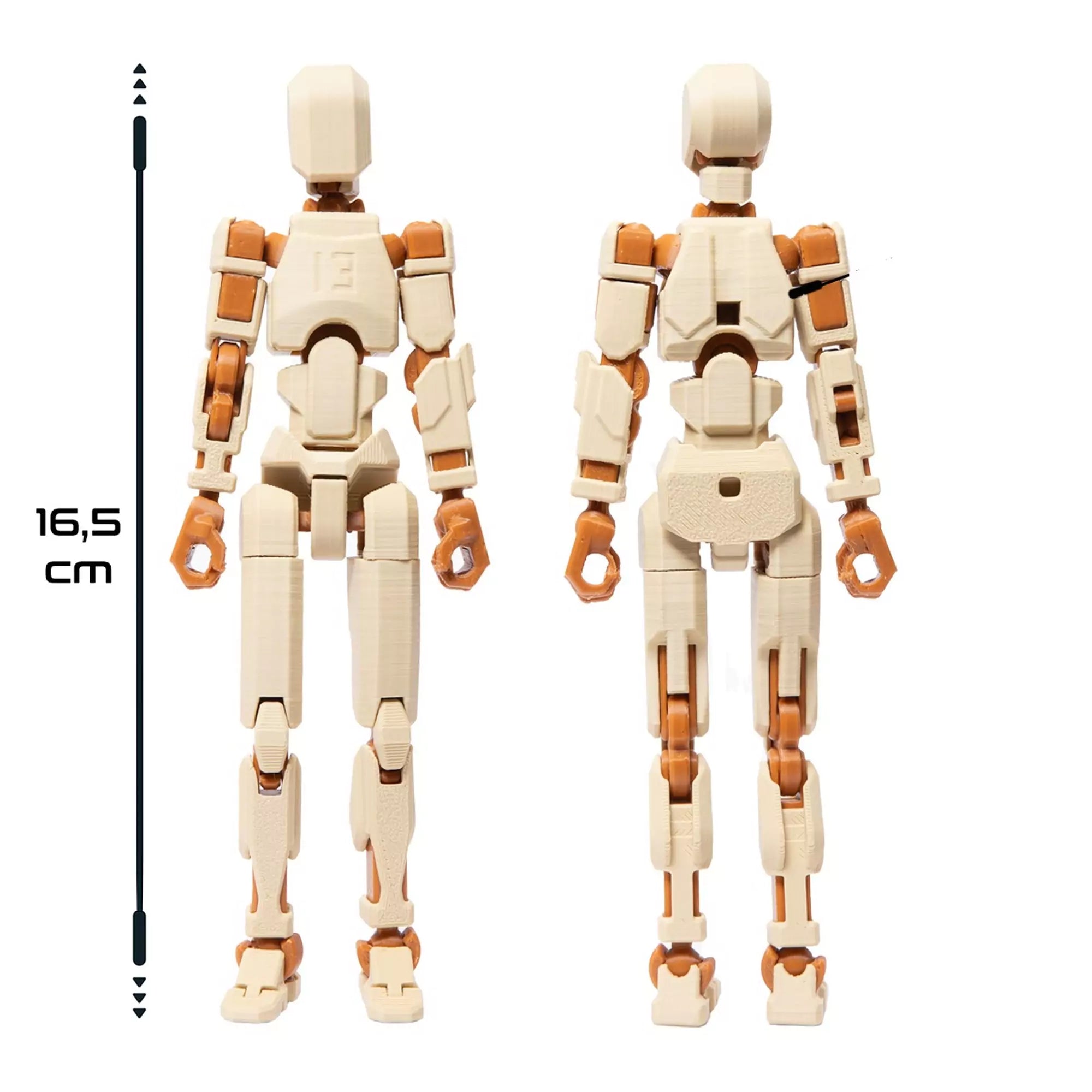 3D Robotfigura R13: Krém-barna mérete – 16,5 cm magas, részletes kidolgozású, mozgatható ízületekkel rendelkező robotfigura, amely testreszabható és kreatívan használható.