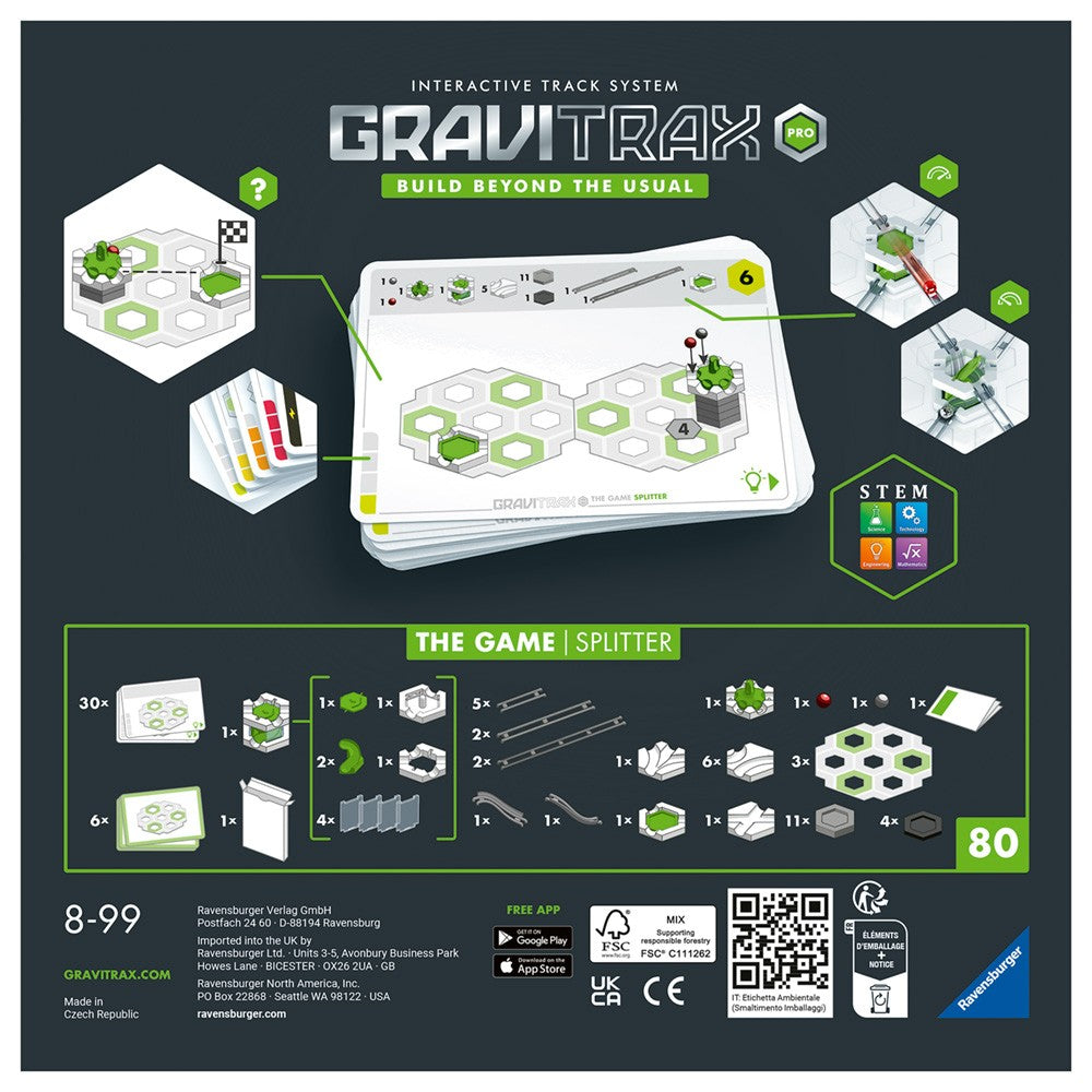 Gravitrax PRO - The Game Splitter - Set de construcție pistă cu bile, 30 provocări