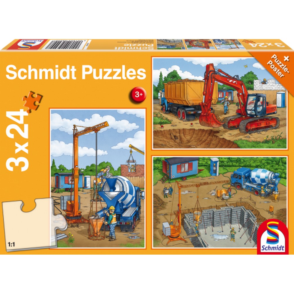 Puzzle Schmidt - Construction Work Ahead, 3x24 piese cutie