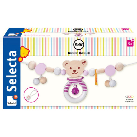 Selecta - Lănțișor roz cu ursuleț pentru cărucior-Steiff prefata cutie