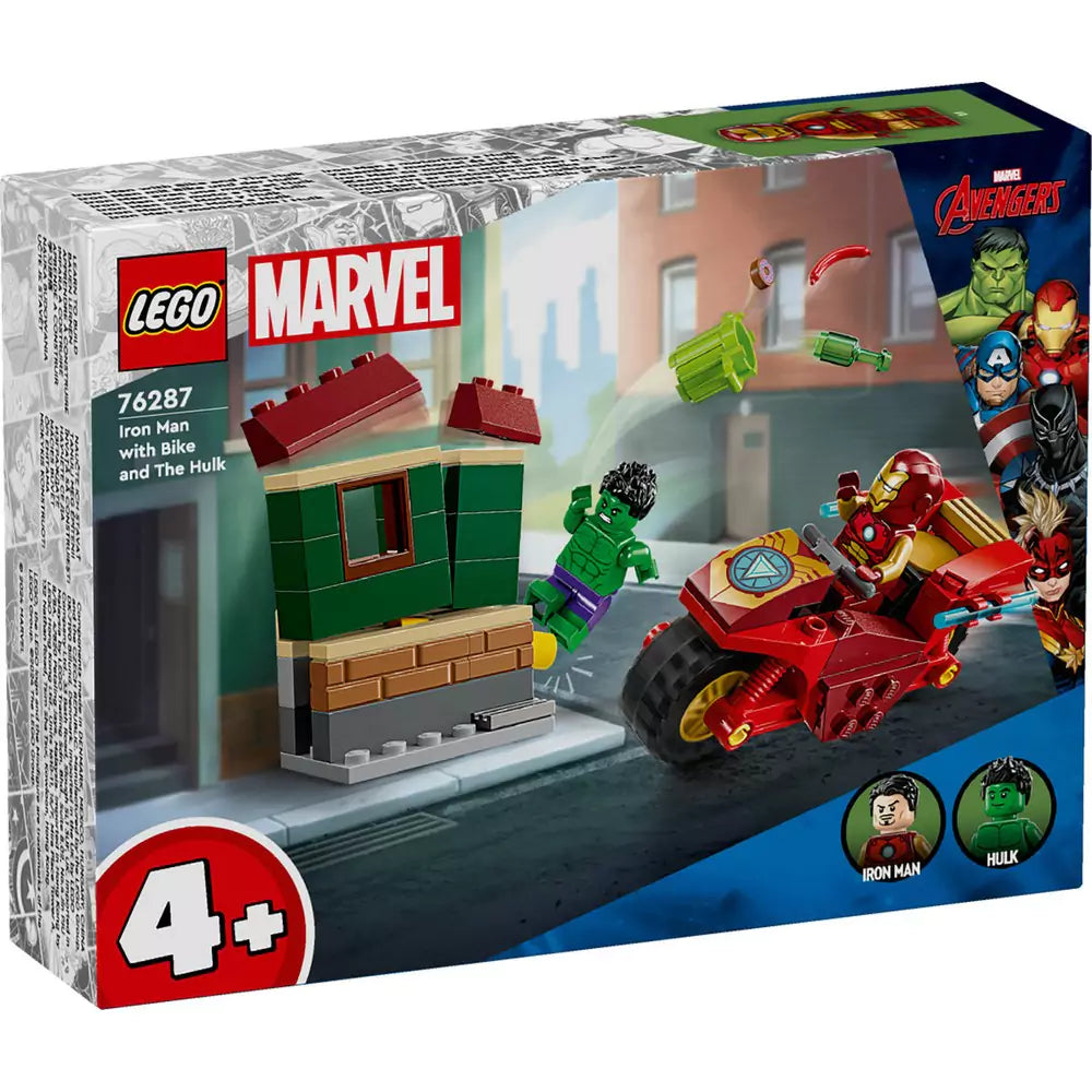 LEGO Marvel Super Heroes Iron Man cu motocicletă și Hulk 76287