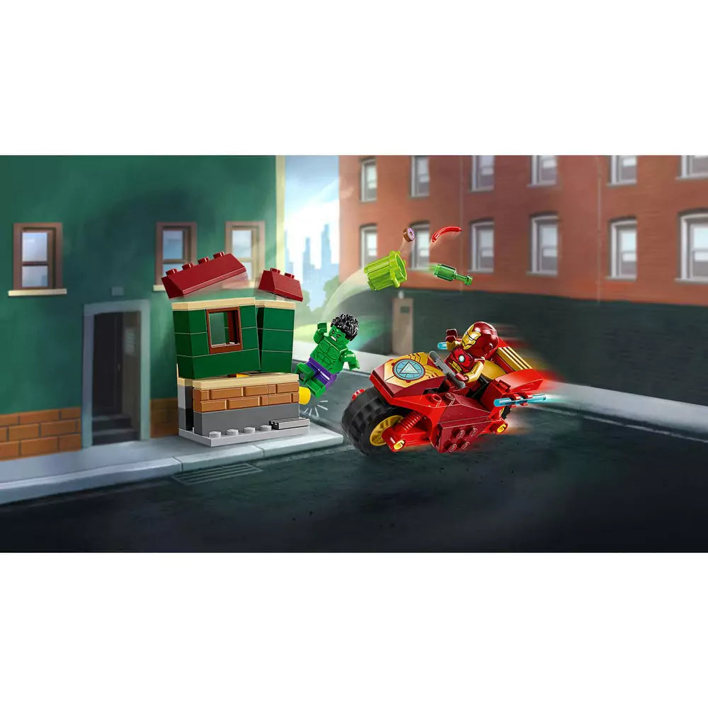 LEGO Marvel Super Heroes -  Iron Man cu motocicleta si Hulk 76287, 68 piese