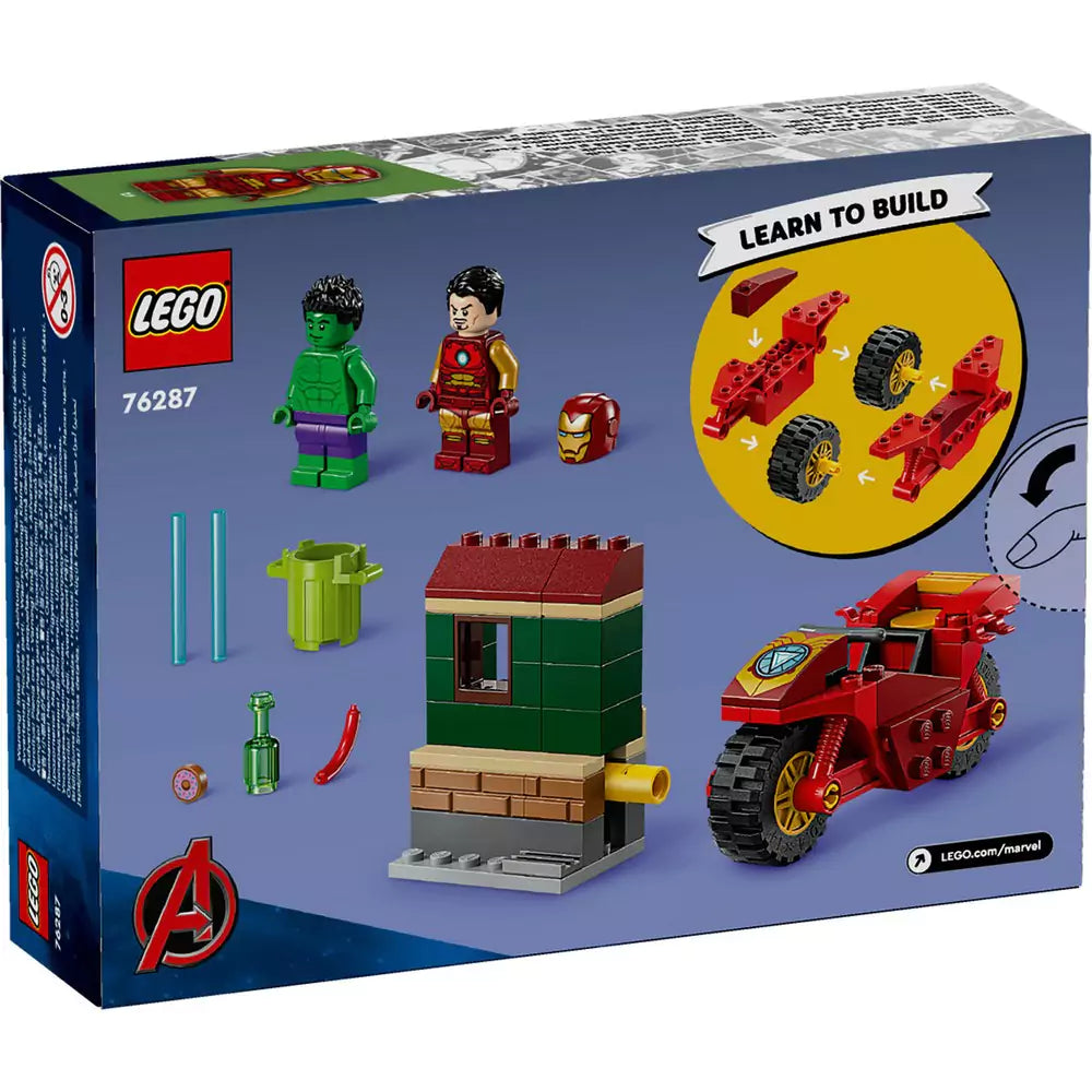 LEGO Marvel Super Heroes -  Iron Man cu motocicleta si Hulk 76287, 68 piese