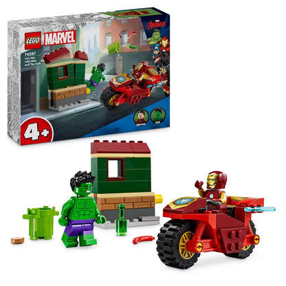 LEGO Marvel Super Heroes Iron Man cu motocicletă și Hulk 76287