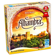 Alhambra társasjáték doboza, mór palotát ábrázoló illusztrációval és Spiel des Jahres 2003 díjjelöléssel.