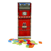 Azul: Summer Pavilion – A csempeadagoló torony részlete piros kivitelben, előtte vegyes színű játékkövekkel.