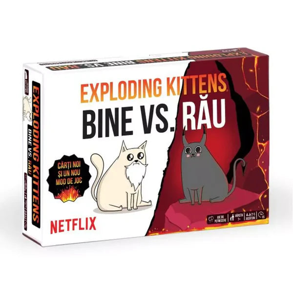 Exploding Kittens: BINE vs RĂU román nyelvű társasjáték