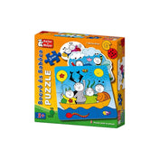 Bogyó és Babóca bébi puzzle – színes kartondoboz három különböző mintájú puzzle képével, 2 éves kortól ajánlva.