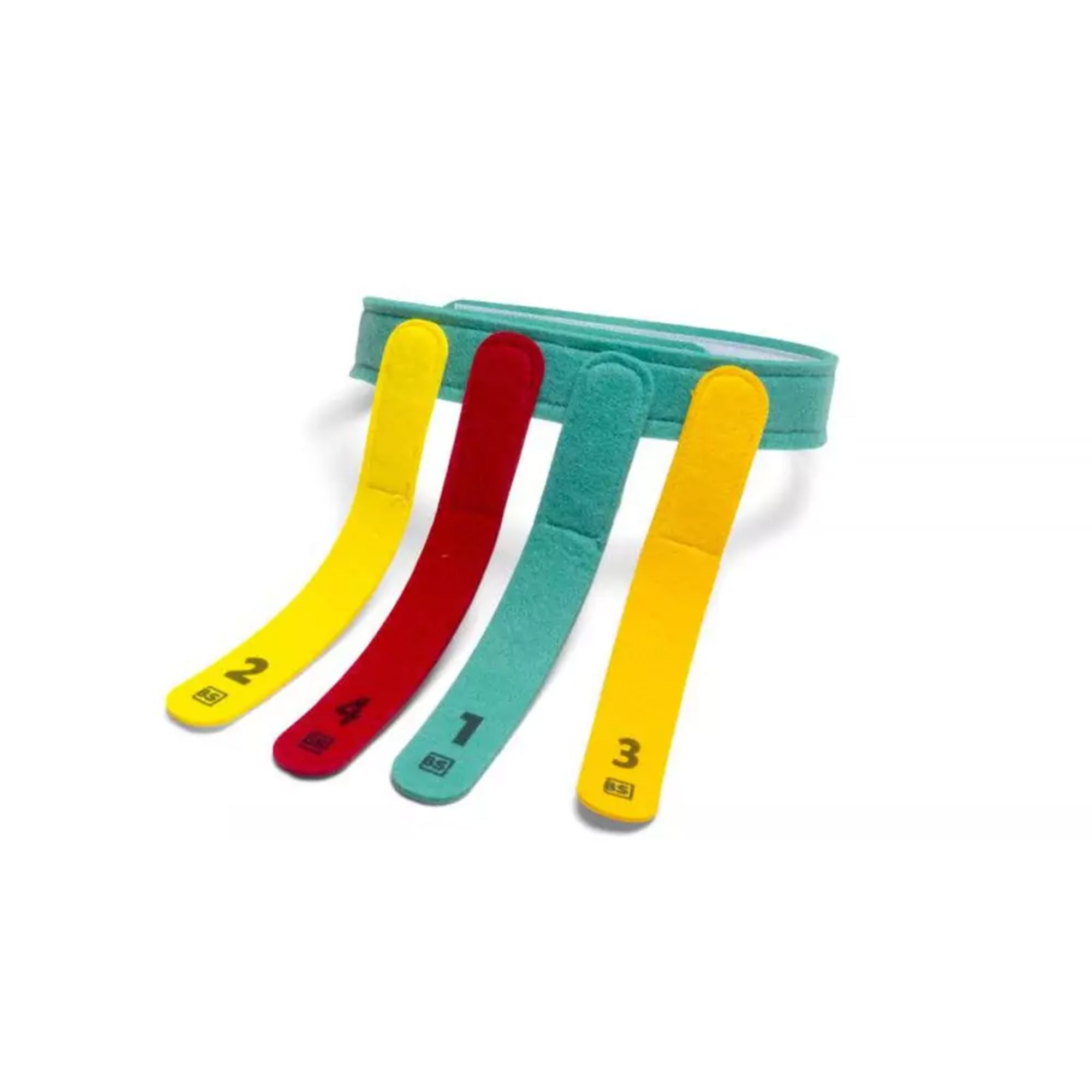 BS Catch & Snatch színes, számozott filc pántja közelről, amely a gyors reakciót és koordinációt fejlesztő játék része.