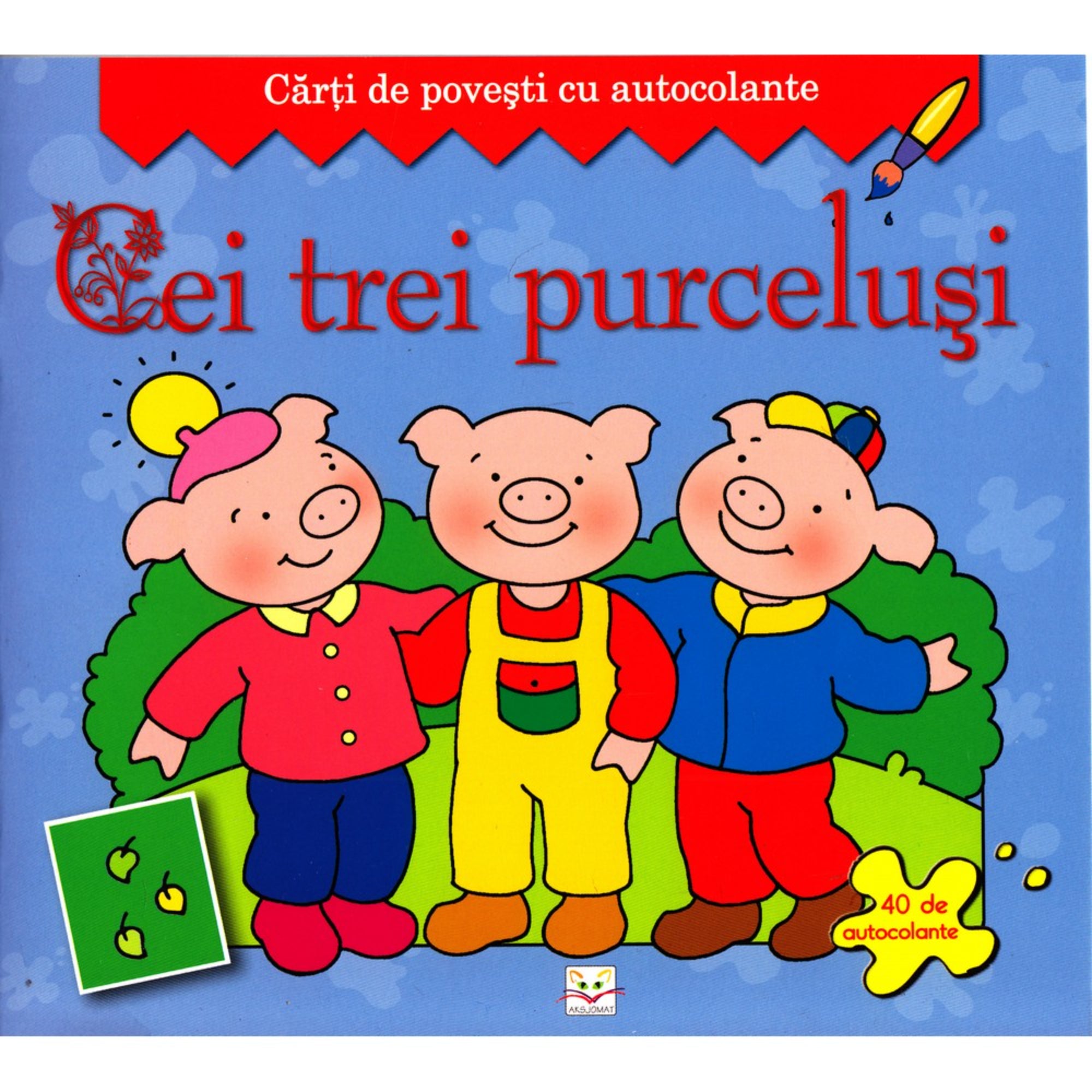 Cei trei purceluși, carte de povești cu autocolante în limba română