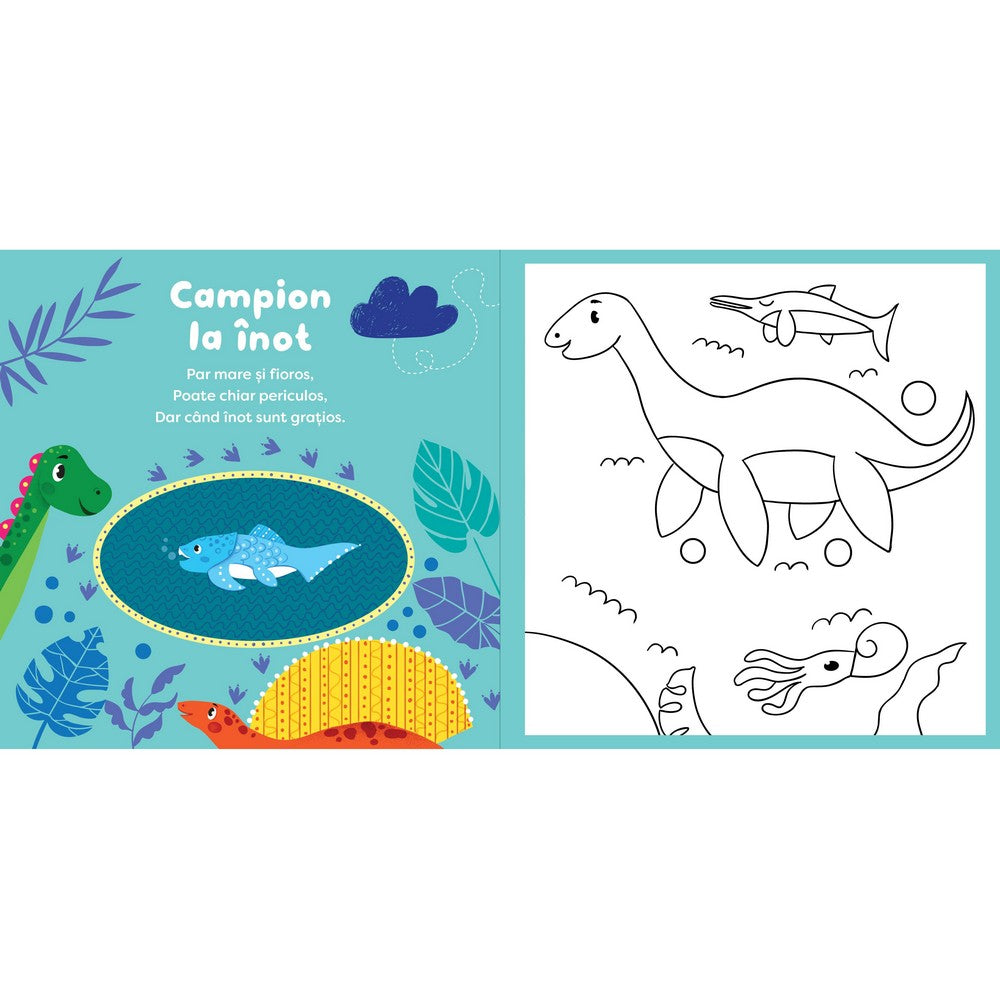 Dinozauri - Pensula magică interiorul cartelui de colorat