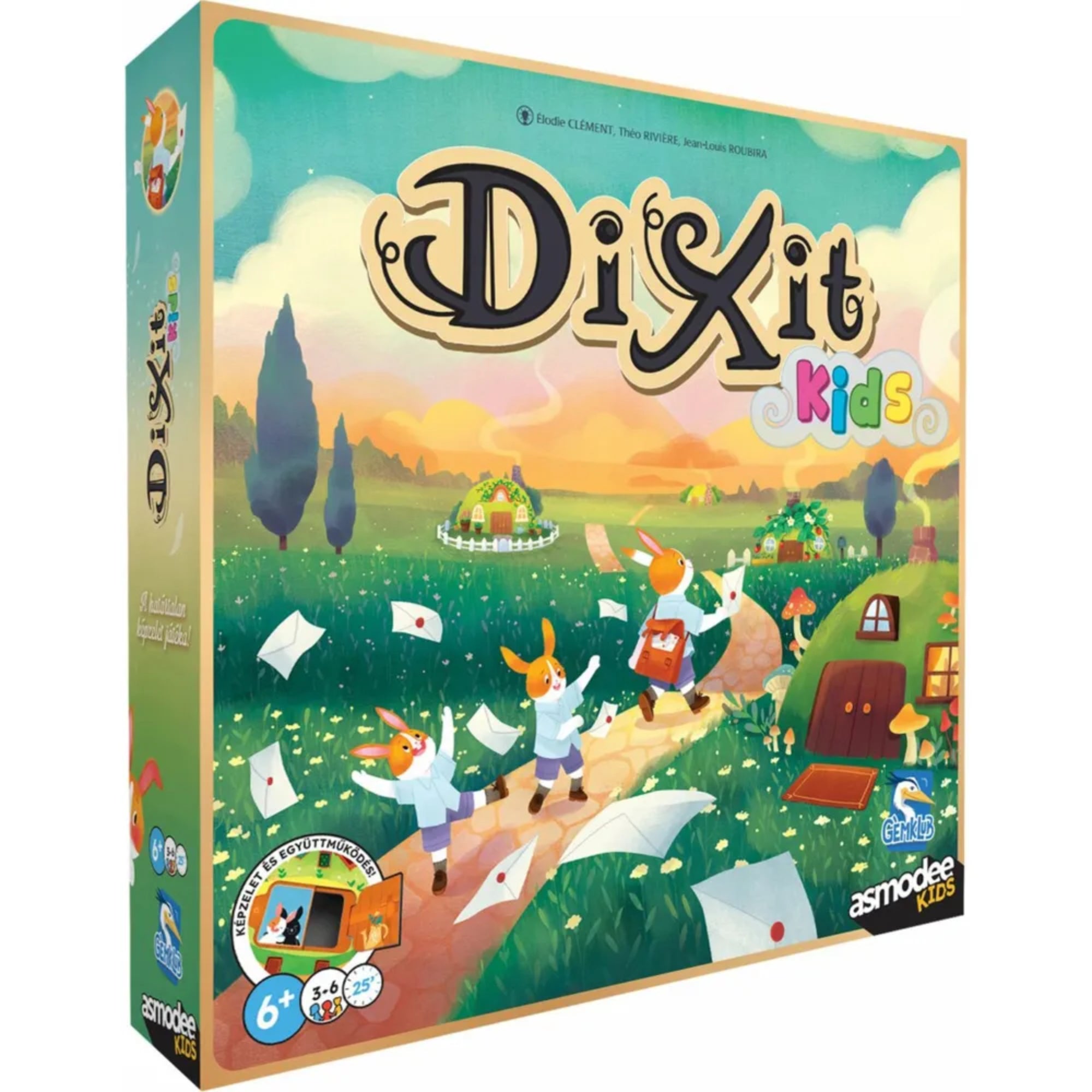 Dixit Kids társasjáték doboza, mesebeli borítóillusztrációval és gyerekbarát grafikával.