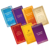 Érzékek Játéka társasjáték különböző kártyatípusai – Ismerkedés, Érzékek, Masszázs, Kupon, Kívánság, Jutalom és Szexpózíció kártyák.