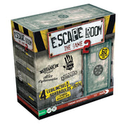 Az Escape Room: The Game 2 doboza, amely négy különböző tematikájú szabadulószobás játékot tartalmaz: A Titanic végórái, Alice Csodaországban, Zombik hajnala és Egy másik dimenzió. A doboz elején fémes ajtó, figyelemfelkeltő piros-fehér logó és sárga „60 perced van” jelzés látható.
