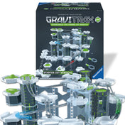 GraviTrax PRO Starter-Set Vertical doboz és megépített pálya együtt, átlátszó sínekkel és toronyelemekkel