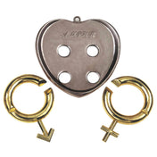 A Huzzle Cast AMOUR három részből áll: egy ezüstszínű szív formájú alaplapból és két aranyszínű, stilizált férfi és női szimbólum alakú gyűrűből, melyek külön helyezkednek el egymástól.