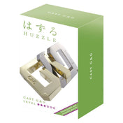 A Huzzle Cast G&G doboza zöld-fehér dizájnnal, az előlapján a kirakó képe, japán és angol felirattal, valamint az 1-es nehézségi szintet jelző csillagokkal.
