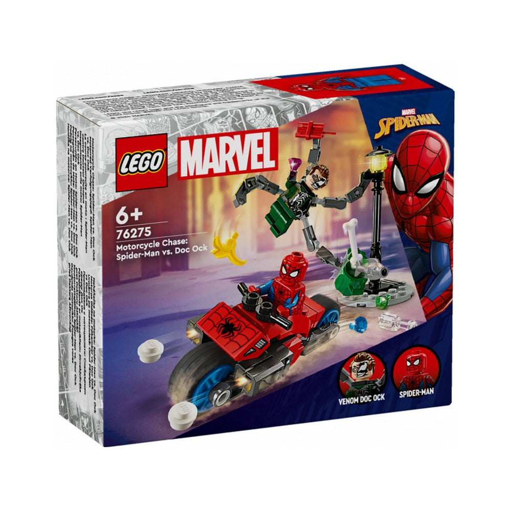 LEGO Marvel Super Heroes -  Urmarire pe motocicleta: Omul Paianjen vs Doc Ock 76275, 77 piese