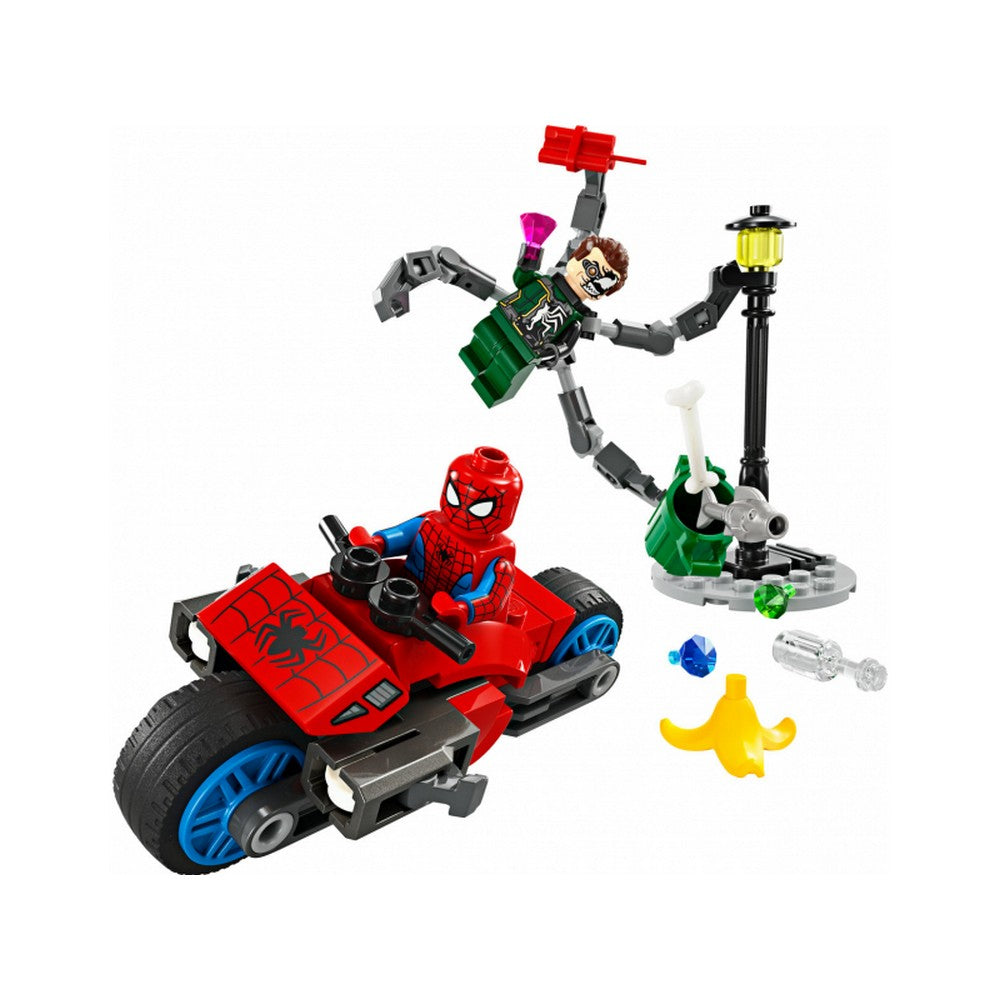 LEGO Marvel Super Heroes -  Urmarire pe motocicleta: Omul Paianjen vs Doc Ock 76275, 77 piese