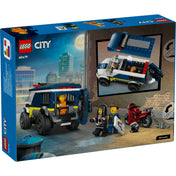 LEGO City Police Prisoner Transport Van (60479) – a készlet dobozának hátoldala, rendőrségi fogolyszállító furgon és akciójelenet.