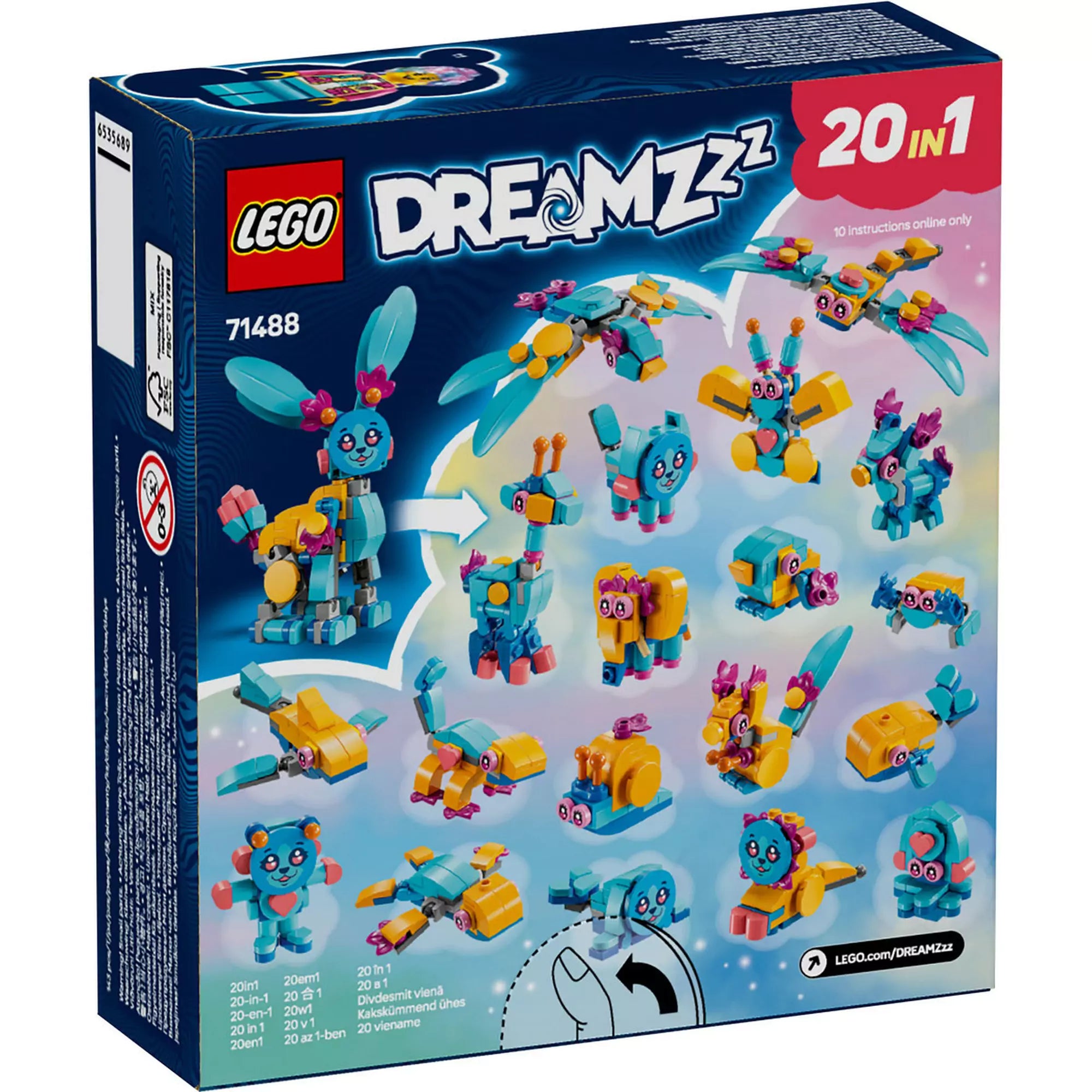  LEGO DREAMZzz Bunchu kreatív állatos kalandjai 71488 építési lehetőségei, 20 különböző modell.