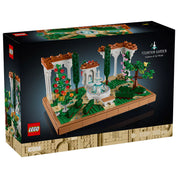 LEGO Icons (Creator Expert) Szökőkutas kert (10359) dobozkép, amely egy gyönyörű, elegáns kertet mutat be többszintes szökőkúttal, virágokkal, fákkal és dekoratív elemekkel.