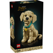 LEGO Icons Golden Retriever Puppy (11384) elölnézeti dobozkép, 18+ korosztály, 2102 darabos felnőtt építőkészlet.