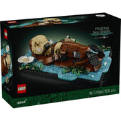 LEGO Ideas Floating Sea Otters 21366 készlet dobozának eleje a lebegő tengeri vidra LEGO modell képével.