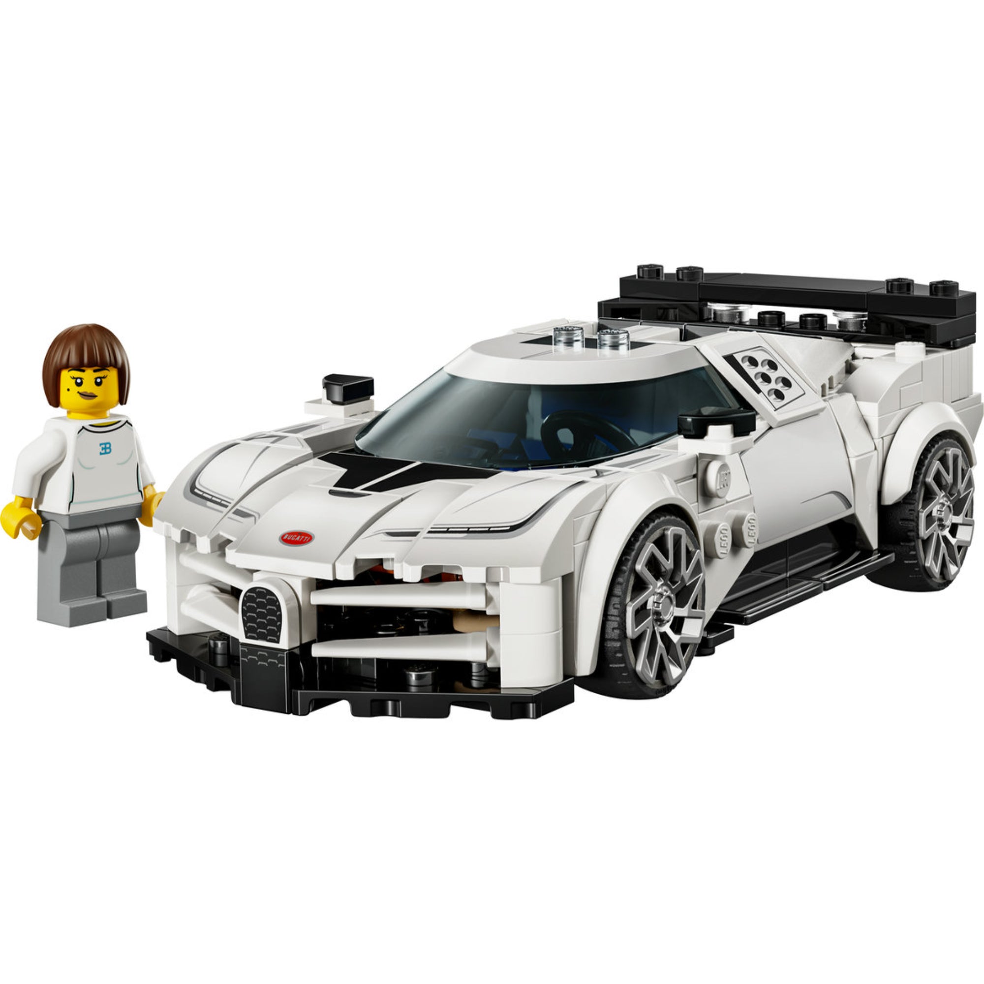 LEGO Speed Champions Bugatti Centodieci (77240) autó és minifigura – Fehér Bugatti sportautó a sofőr minifigurával.