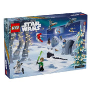 Ez a kép a 2024-es LEGO Star Wars adventi naptár (75395) belső részét mutatja be, amely egy havas, ünnepi tájat ábrázol.