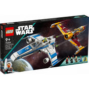 LEGO Star Wars Új Köztársasági E-Wing vs Shin Hati vadászgépe (75364) doboz elölnézetből, háttérben űrcsata, előtérben a két hajó és a minifigurák