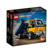 LEGO Technic Domper (42147) – A 177 darabos készlet színes doboza, amely a fő modellt ábrázolja működés közben, billenőplatóval.