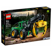 A LEGO Technic John Deere 948L-II Skidder 1492 darabos készlet doboza, erdei háttérrel és a modell teljes látványával, Technic logóval.