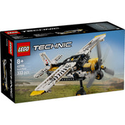 LEGO Technic Kisrepülő 42198 készlet doboza, amely egy terepen közlekedő repülőgépet ábrázol, zebra mintázattal a szárnyakon.