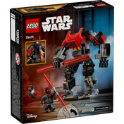 A doboz hátoldalán látható a Darth Maul figura a kétélű fénykarddal, valamint a mozgatható mecha akcióban, és egy kisebb betétkép a hátizsák részletről.
