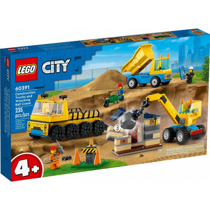 LEGO City  Camioane de constructie si macara cu bila pentru demolari 60391