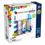 MAGNA-TILES Space mágneses építőjáték 32 darab elemmel, köztük űrhajóval, űrkapszulával és űrhajós figurával a kreatív űrbéli kalandokhoz.