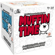 Muffin Time társasjáték doboza közelről, fehér alapon piros logóval és vidám muffinfigurával, amely kiemeli a játék kaotikus hangulatát.