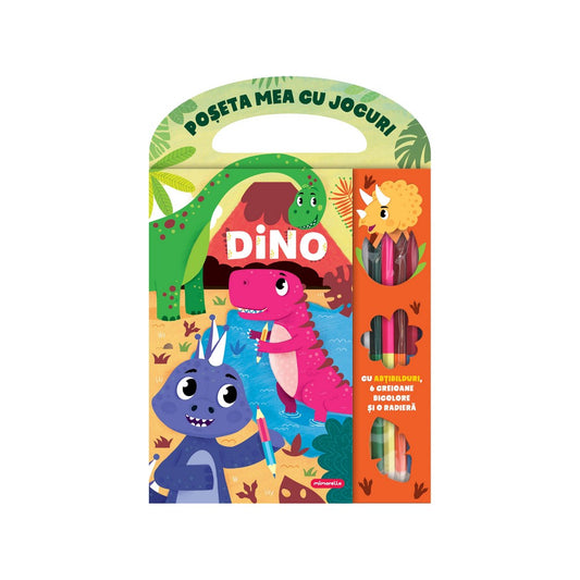Poșeta mea cu jocuri - Dinozauri coperta carte de colorat pentru copii
