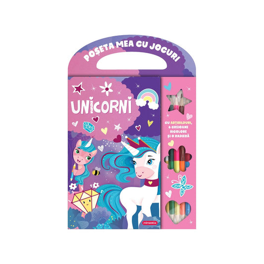 Poșeta mea cu jocuri - Unicorni coperta carte de colorat pentru copii