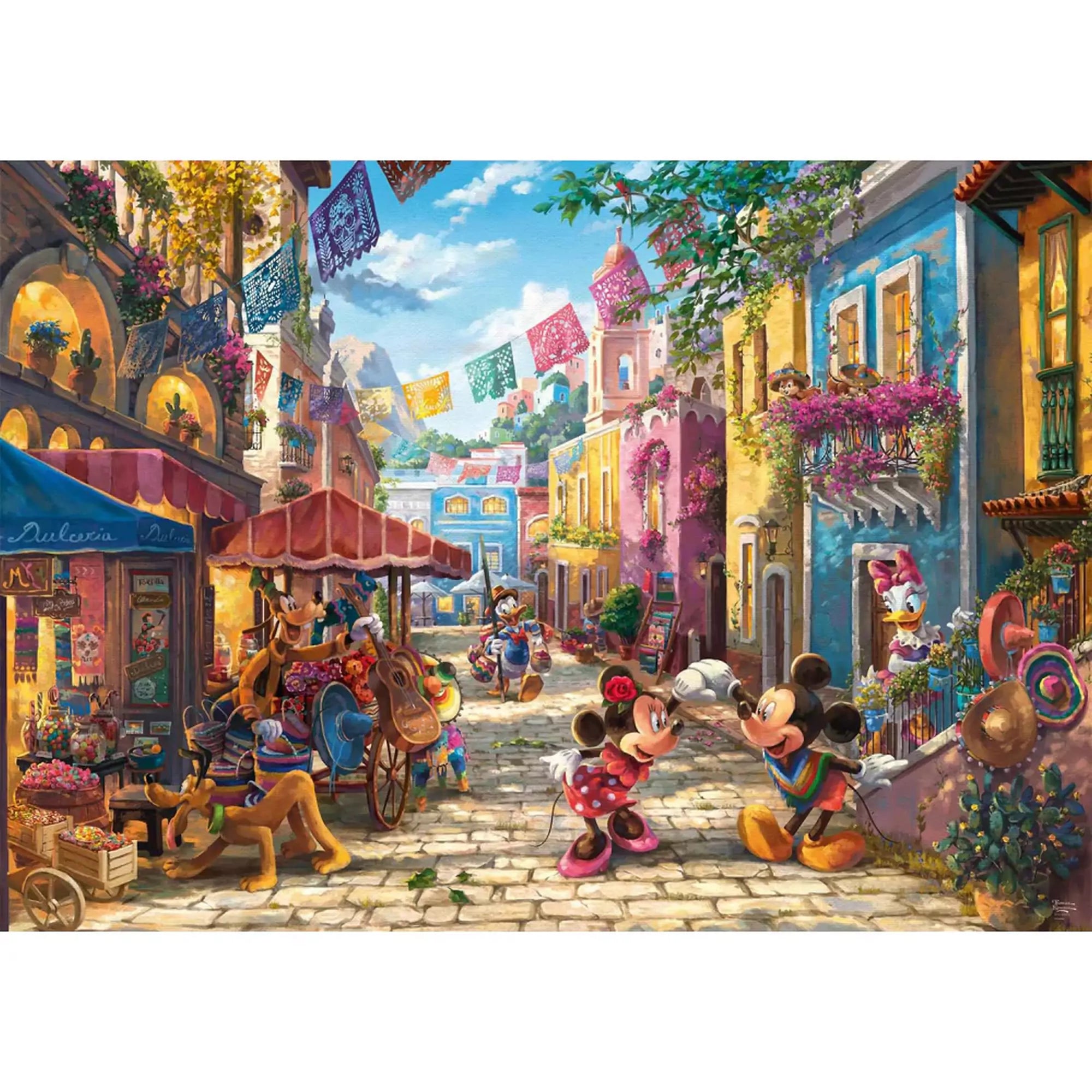 A képen egy bájos mexikói utcarészlet látható, amelyen Mickey és Minnie egymás társaságát élvezik egy napsütötte, színes városkában. A háttérben feltűnnek barátaik is, Pluto, Goofy, Donald és Daisy, miközben a környezet tele van virágokkal, zászlókkal és helyi árusokkal. A jelenet Thomas Kinkade jellegzetes, meleg hangulatú festészeti stílusában készült.