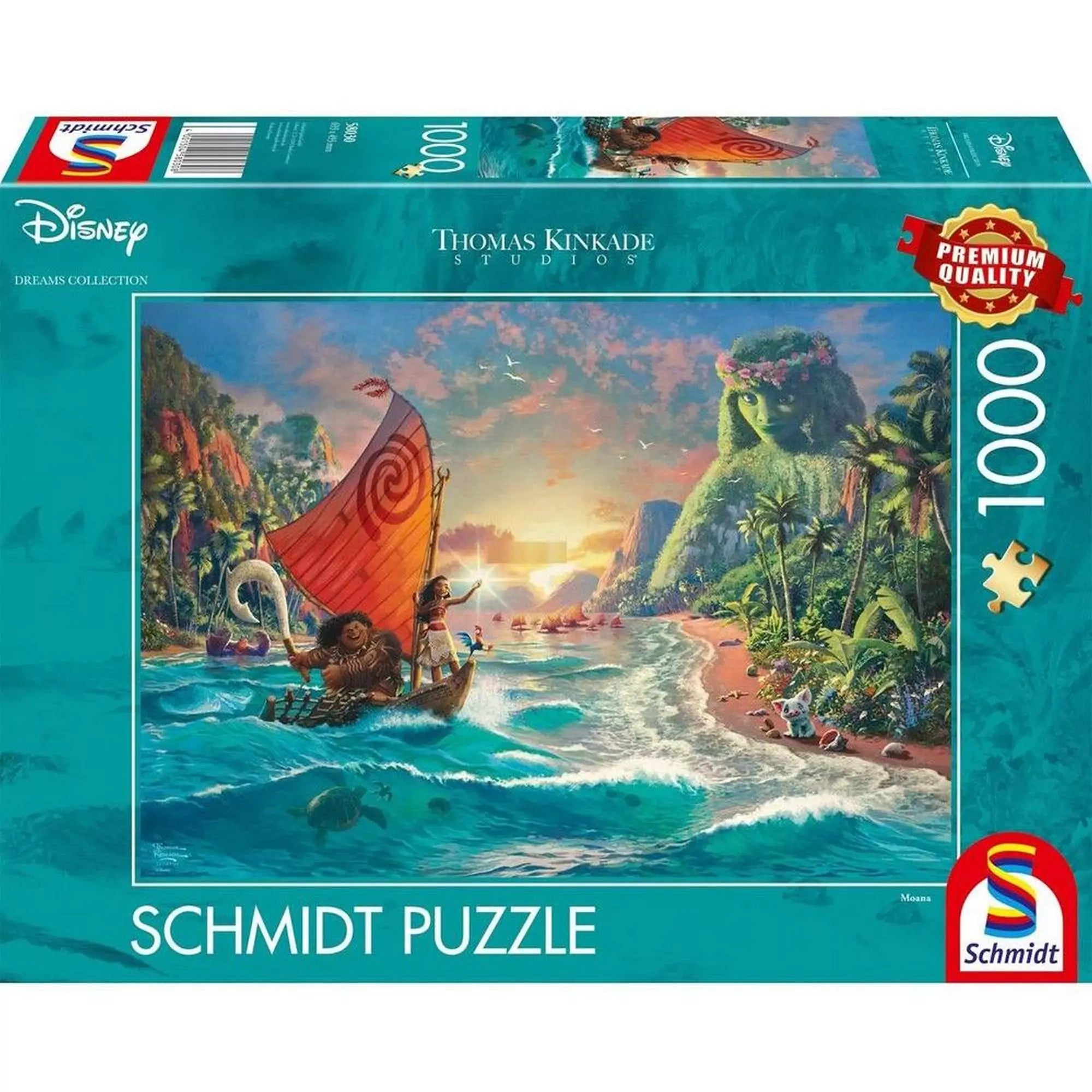 Ez a Schmidt Thomas Kinkade Disney Moana 1000 darabos puzzle egy lenyűgöző trópusi jelenetet ábrázol, amely életre kelti Moana és Maui kalandját a nyílt tengeren. A prémium minőségű puzzle részletgazdag grafikája és élénk színei tökéletes élményt nyújtanak minden Disney- és puzzle-rajongónak.