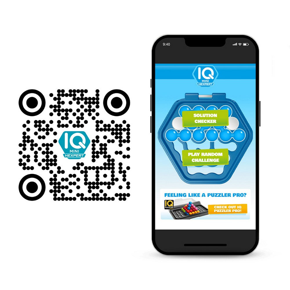 Smart Games IQ Mini Hexpert codul qr pentru decarcarea aplicatiei care contine provocarile jocului