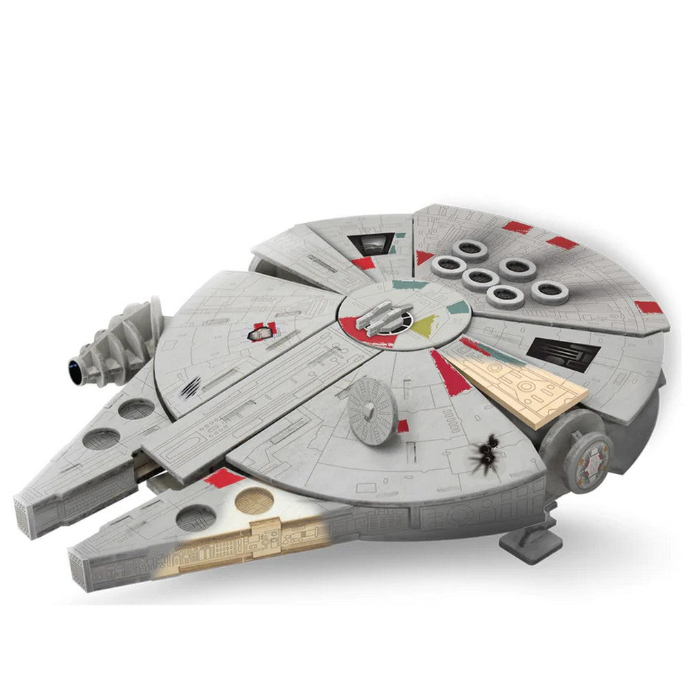 Macheta de asamblat, Wood WorX - Star Wars - Millennium Falcon, cu 80+ piese din lemn + vopsea, pensula si adeziv inclus