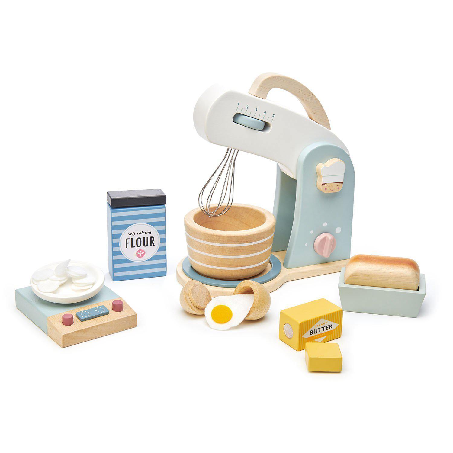 Robot de bucătărie, din lemn premium Mini Chef Home baking - 27 piese, cântar și accesorii - Tender Leaf Toys-Tender Leaf Toys-1-Jocozaur