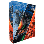Az Unlock! Star Wars: The Escape Game társasjáték doboza, látványos grafikával: bal oldalon Hoth bolygó, középen űrcsata, jobb oldalon rohamosztagosok.